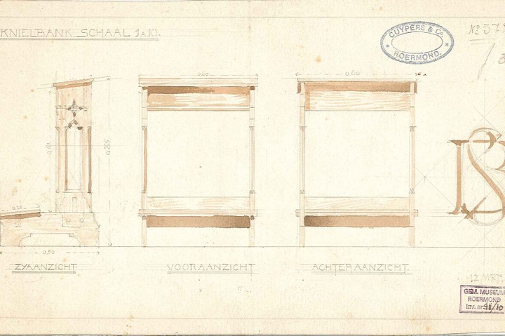 Tekening van knielbank