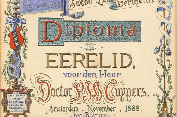 Ere-lidmaatschap van het Letterlievend Gezelschap J.L. Wertheim aan P.J.H. Cuypers