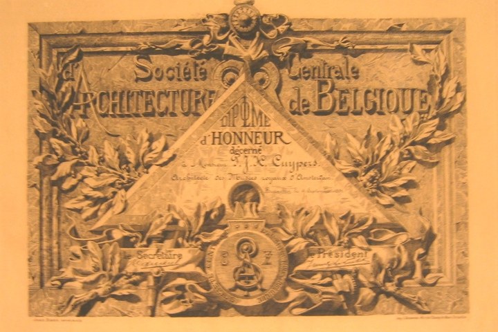 Lidmaatschap van de Société Centrale d'Architecture de Belgique aan P.J.H. Cuypers