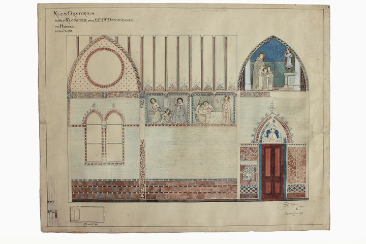 Ingekleurde ontwerptekening Klein Oratorium Dominicanenklooster te Huissen