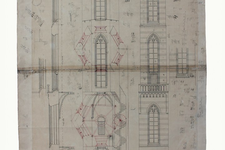 Ontwerptekening toren van de parochiekerk St. Jozef te Groningen