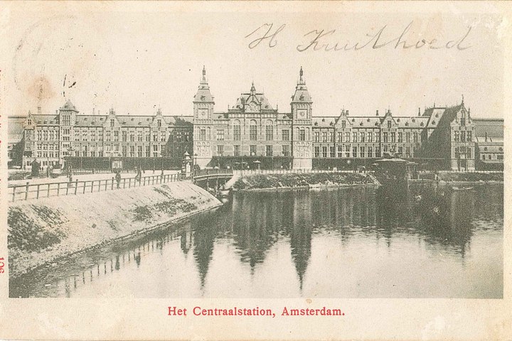 Prentbriefkaart Centraal Station Amsterdam