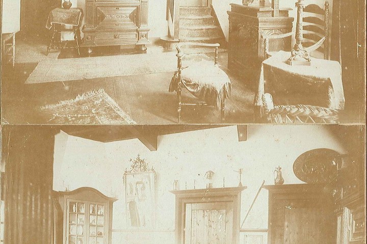 Twee foto's van een interieur van Villa "De Distel" te Aerdenhout