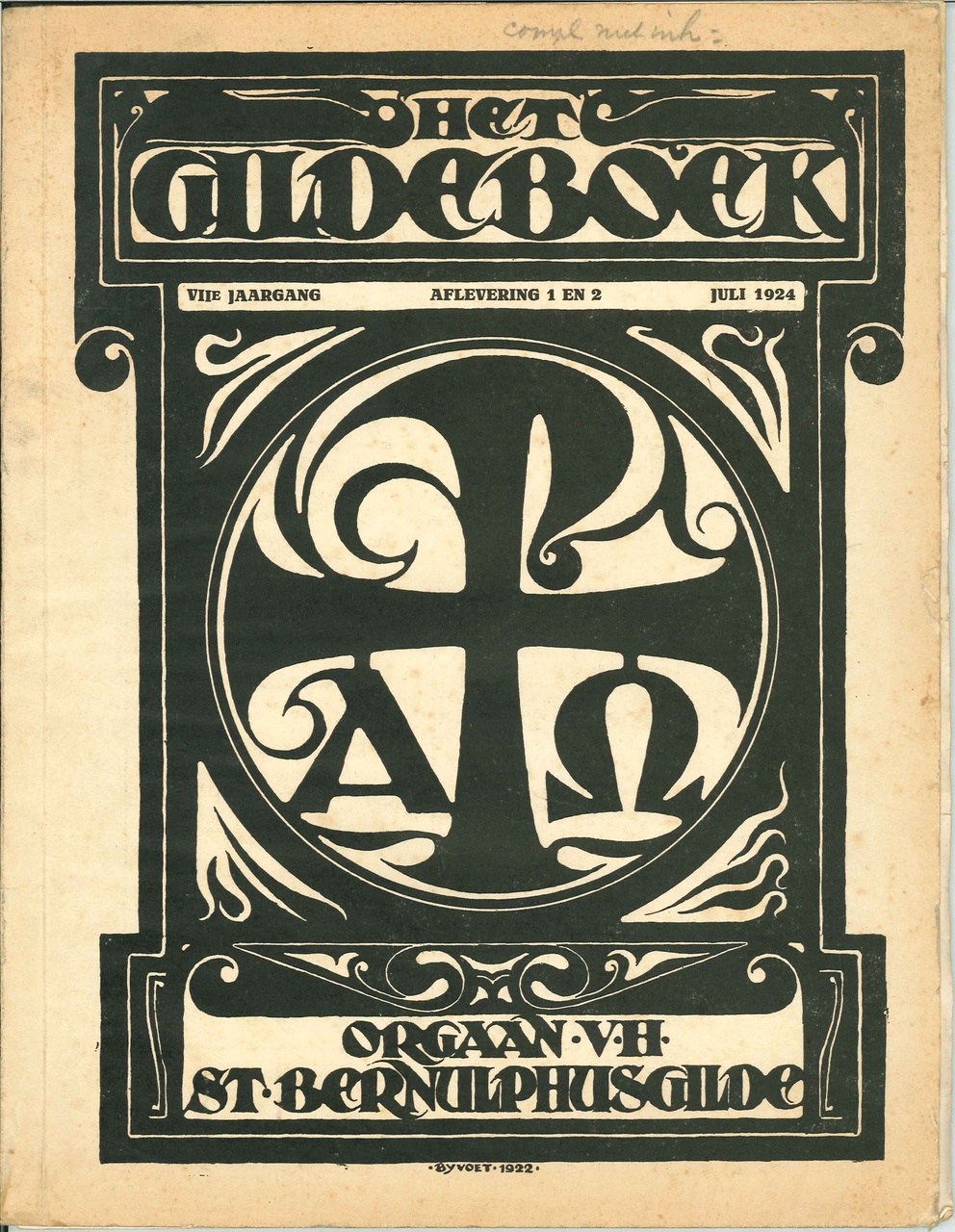 Het GILDEBOEK, orgaan van het St. Bernulphusgilde,  juli 1924, afleveringen 1 en 2 van de 7de jaargang.