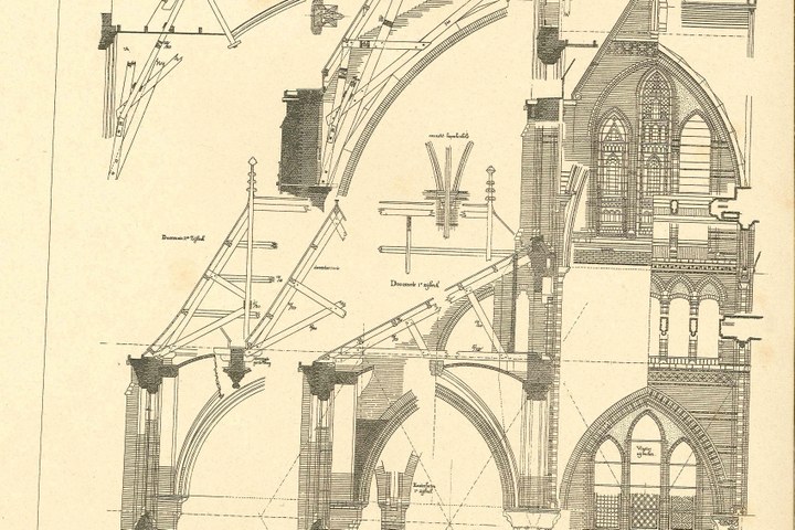 Een overdruk van het ontwerp van de St. Vituskerk te Hilversum