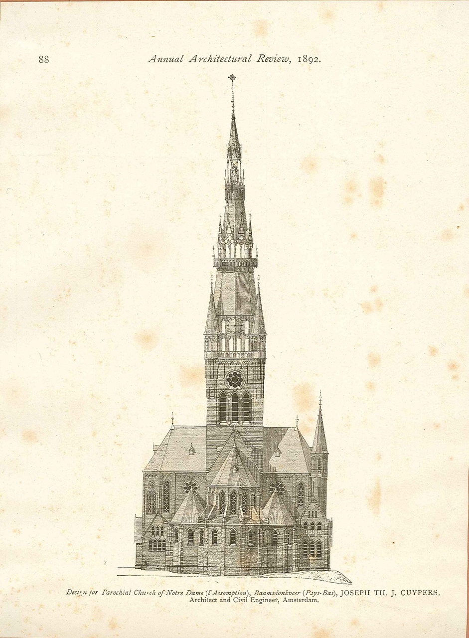 Een overdruk van het ontwerp van de OLV Kerk te Raamsdonkveer door J.Th.J. Cuypers