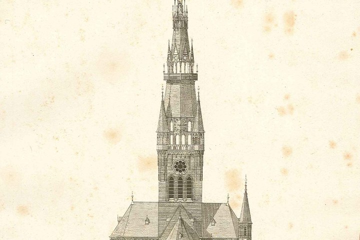 Een overdruk van het ontwerp van de OLV Kerk te Raamsdonkveer door J.Th.J. Cuypers