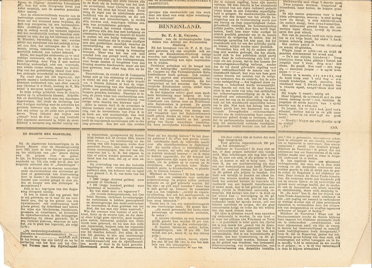 Het Dagblad voor NOORDBRABANT van vrijdag 18 maart 1921 met een beschouwing over diens leven en werk.