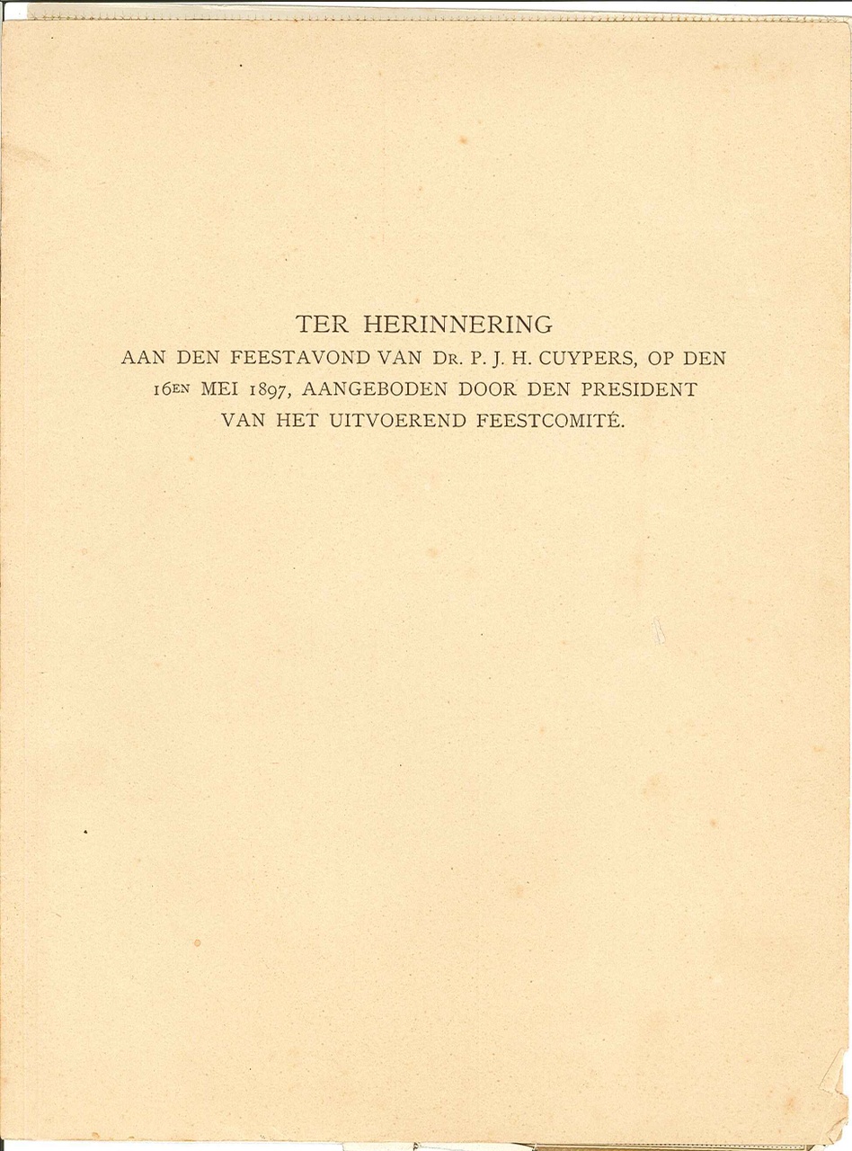 Omslag met daarin een foto van een oorkonde ter gelegenheid van de 70-ste verjaardag van Dr. P. Cuypers