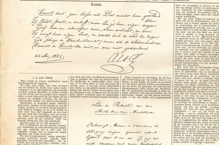 Weekblad de Amsterdammer van zondag 24 maart 1889 dat geheel is uitgevoerd als herdenkingsnummer ter nagedachtenis aan Prof. Dr. J.A. Alberdingk Thijm.