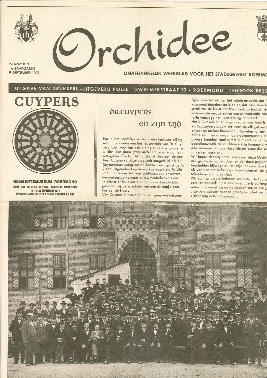 Weekblad "De Orchidee" van 9 september 1971 met daarin een artikel "Dr. Cuypers en zijn tijd".