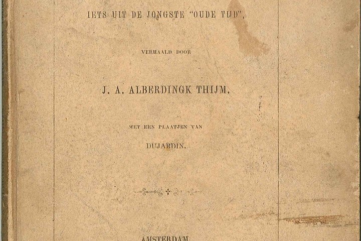 Vier boeken van verschillende auteurs uit de familie Alberdingk Thijm + een pentekening van J.A. Thijm uit de collectie van Ir. Joseph Cuypers.