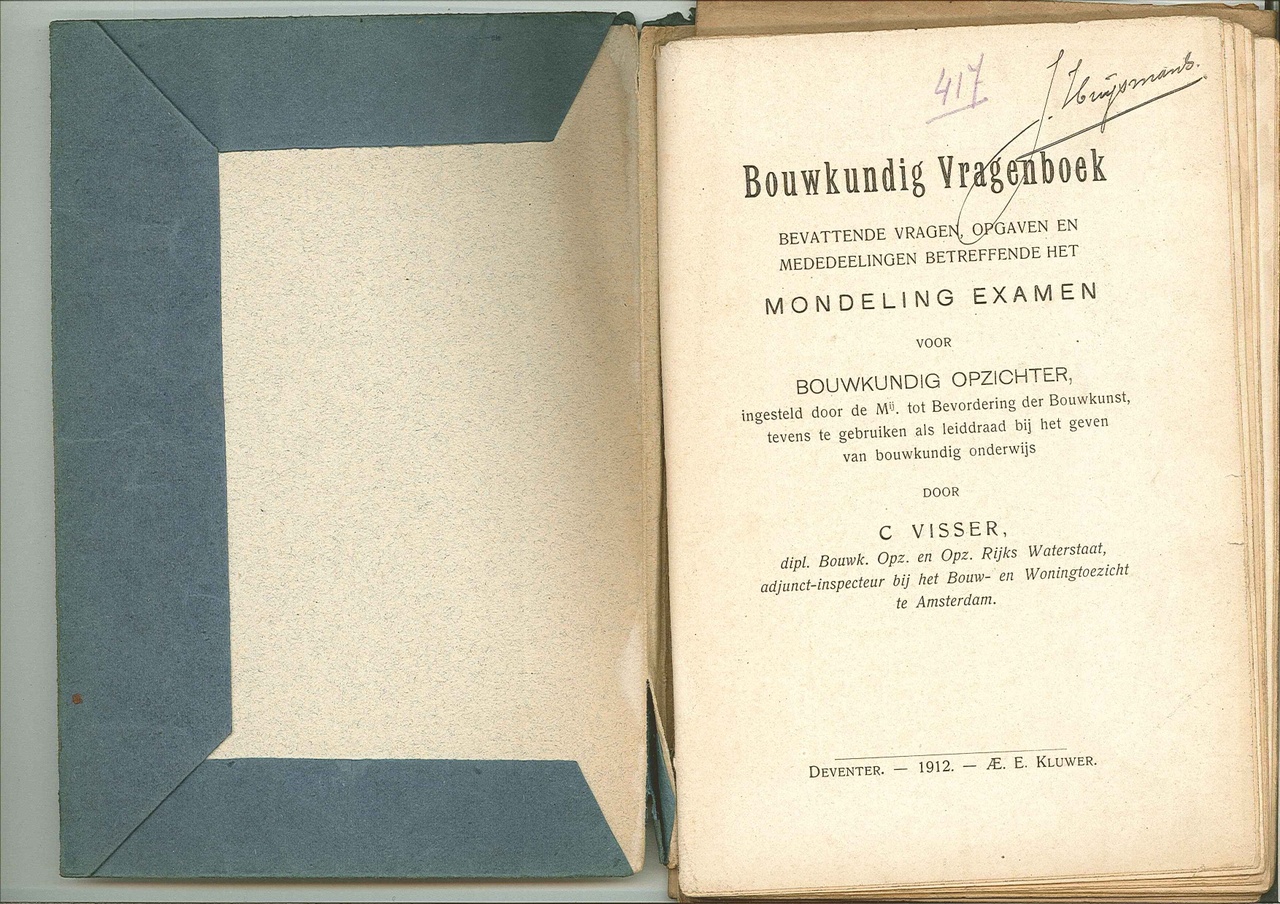 Negen studie- en handboeken voor het kunst-, nijverheids-, technisch en bouwkundig onderwijs uit de verzameling van Dhr. J. Huysmans.