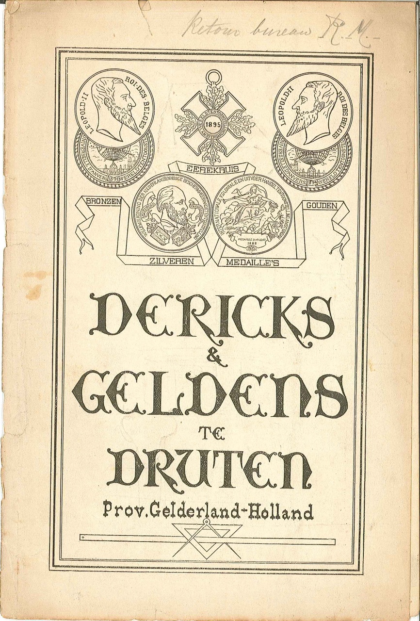 Catalogus van bouwmaterialen van de firma Dericks & Geldens te Druten.