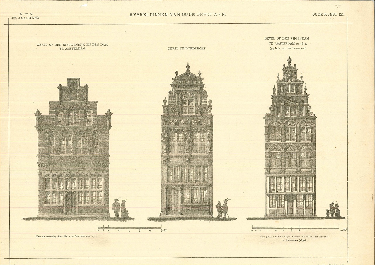 Twee platen met afbeeldingen van oude gebouwen door A.N. Godefroy.