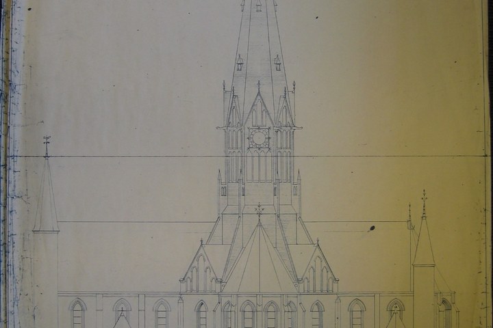 Kopie van een ontwerp uit 1905 voor de toren van de H. Hartkerk aan de Vondelstraat te Amsterdam