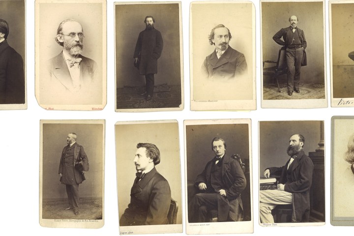 Verzameling van 11 Portretfoto's (carte-de-visite) van kunstenaars